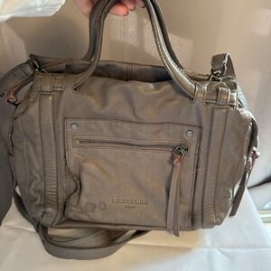 Liebeskind Gray 100% Cow Leather Alexandria Sporty Handbag Purse Crossbody Bag